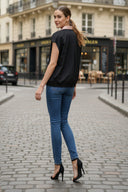 Short Sleeve Blouse with Detachable Collar