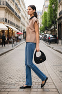 Short Sleeve Blouse with Detachable Collar