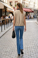 Short Sleeve Blouse with Detachable Collar