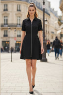 Short Sleeve Zip Up Dress