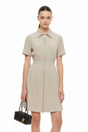 Short Sleeve Zip Up Dress