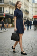 Short Sleeve Zip Up Dress