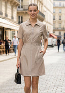Short Sleeve Zip Up Dress