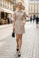Short Sleeve Zip Up Dress