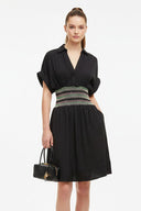 Multi-Color Waist Embo Dress