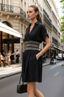 Multi-Color Waist Embo Dress