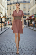 Multi-Color Waist Embo Dress