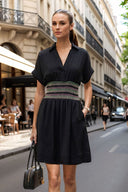 Multi-Color Waist Embo Dress