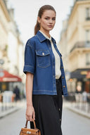 Oversized Half Sleeve Denim Jacket