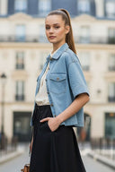 Oversized Half Sleeve Denim Jacket