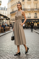 Cross Front Strap Midi Dress