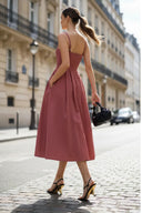 Button Detail Midi Dress