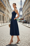 Button Detail Midi Dress