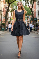 Flare Dress with Twisted Rope Belt