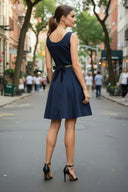 Flare Dress with Twisted Rope Belt