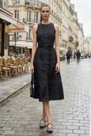 WAIST SMOCKED MIDI DRESS