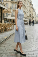 WAIST SMOCKED MIDI DRESS