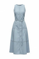 WAIST SMOCKED MIDI DRESS