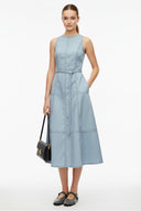 WAIST SMOCKED MIDI DRESS