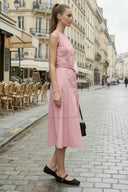 WAIST SMOCKED MIDI DRESS