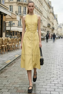 WAIST SMOCKED MIDI DRESS