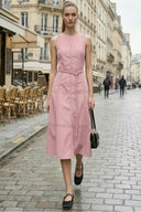 WAIST SMOCKED MIDI DRESS