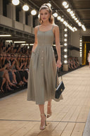 Button Detail Midi Dress