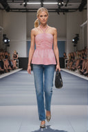 CORD DETAIL HALTER STITCH TOP