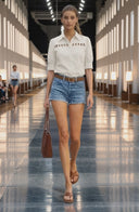 Button Detail Yoke Blouse