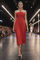 Front Knot Detail Midi Dress