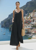 POM-POM MAXI SLEEVELESS DRESS