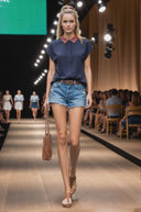 Short Sleeve Blouse with Detachable Collar