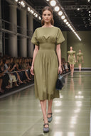 WAIST SMOCKED MIDI DRESS