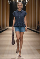 RUFFLE STITCH DETAIL BLOUSE