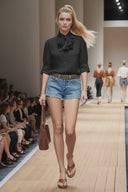 DETACHABLE SCARF BUTTON UP BLOUSE